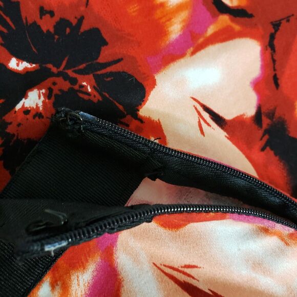 Larry Levine Women's Skirt Size 10 Tiered Layered Red Black Floral Stretch - Picture 5 of 12